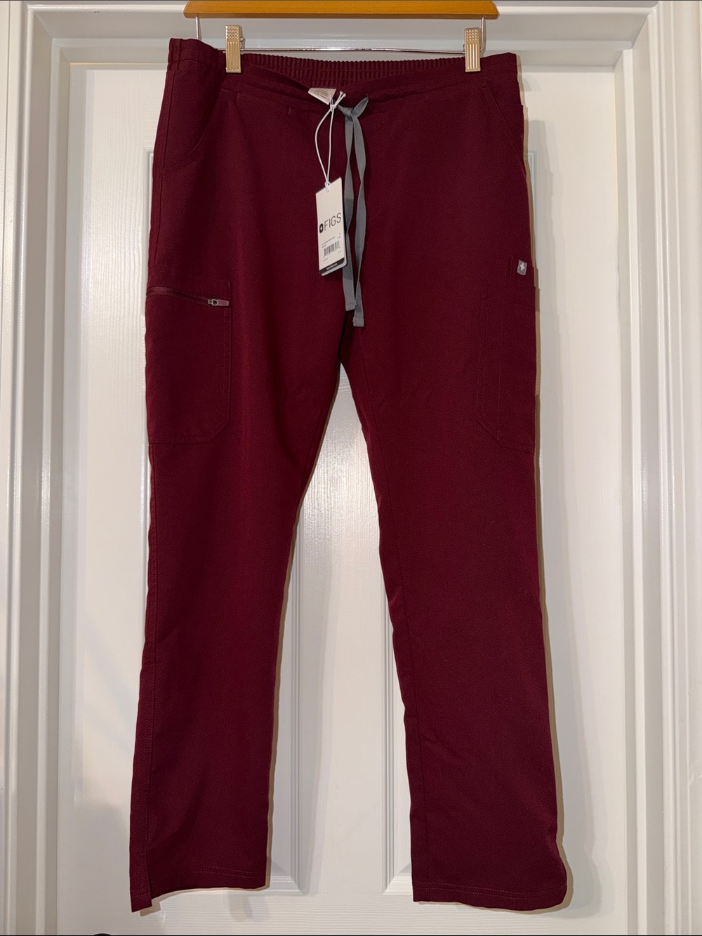 FIGS SP Burgundy Yola Skinny scrub pants grey drawstring